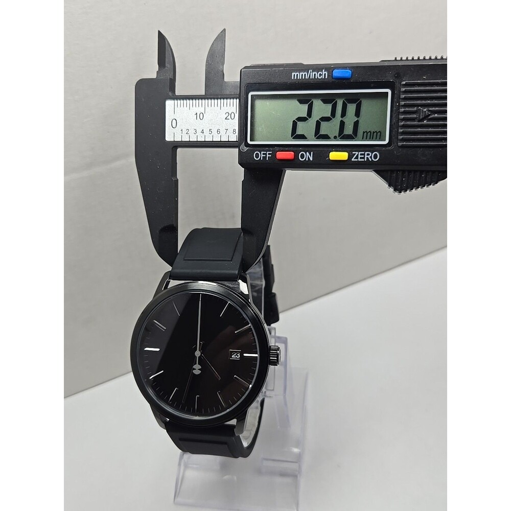 Watch Station Mens Black Quartz Date Watch 5ATM Silicone Band New Battery - Picture 6 of 10